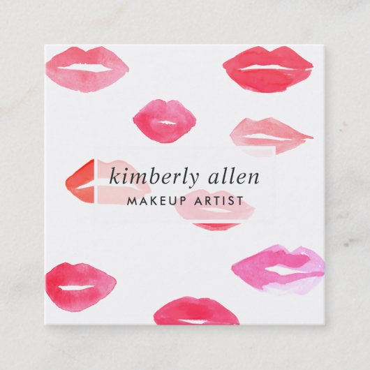 キス |メイクアップアーティスト スクエア名刺 (正面)