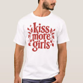 キス・モア・ガールズ レトロ チェリー タイポグラフィ Tシャツ (正面)