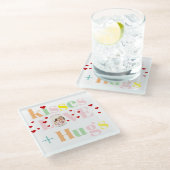 キス，愛，ハグタイポグラフィ写真バレンタインデー ガラスコースター (アングル)