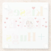 キス，愛，ハグタイポグラフィ写真バレンタインデー ガラスコースター (裏面)