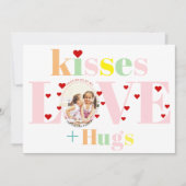キス，愛，ハグタイポグラフィ写真バレンタインデー シーズンカード (正面)
