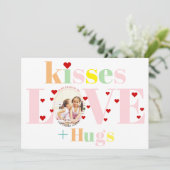 キス，愛，ハグタイポグラフィ写真バレンタインデー シーズンカード (スタンド正面)