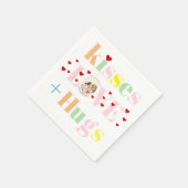 キス，愛，ハグタイポグラフィ写真バレンタインデー スタンダードカクテルナプキン (角)