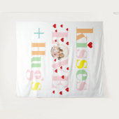 キス，愛，ハグタイポグラフィ写真バレンタインデー タペストリー (正面(横))