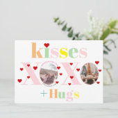 キス，愛，ハグタイポグラフィ写真Galentines Day シーズンカード (スタンド正面)