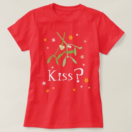 キス?赤ミスタントクリスマスTシャツ Tシャツ (デザイン正面)