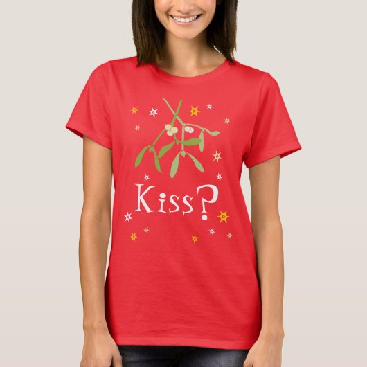キス?赤ミスタントクリスマスTシャツ Tシャツ (正面)