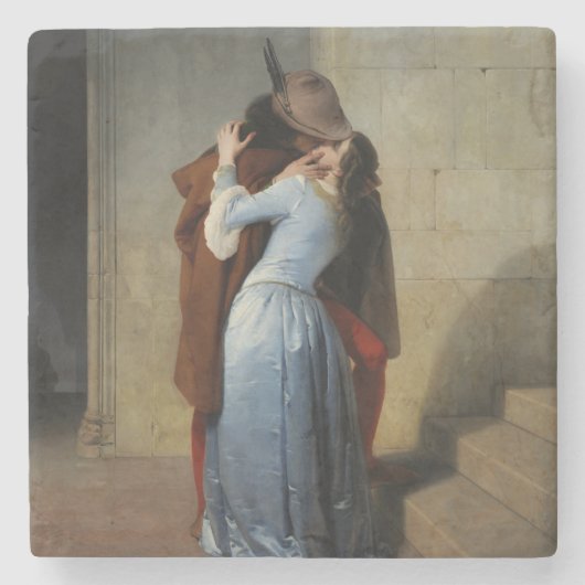 キス(by Francesco Hayez) ストーンコースター (正面)