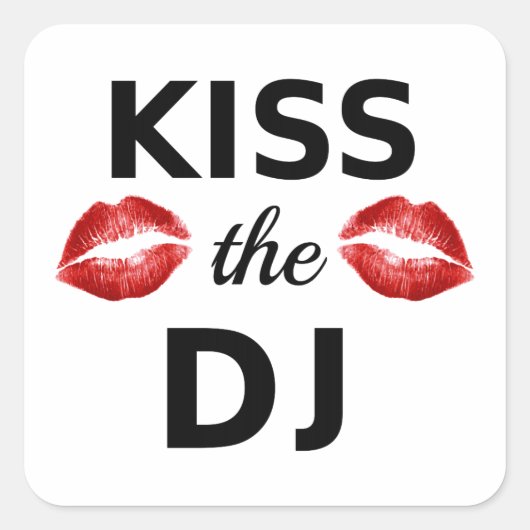 キスDJと赤いリップスティックのトレース スクエアシール (正面)