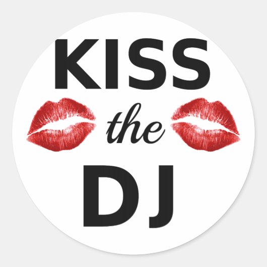 キスDJと赤いリップスティックのトレース ラウンドシール (正面)