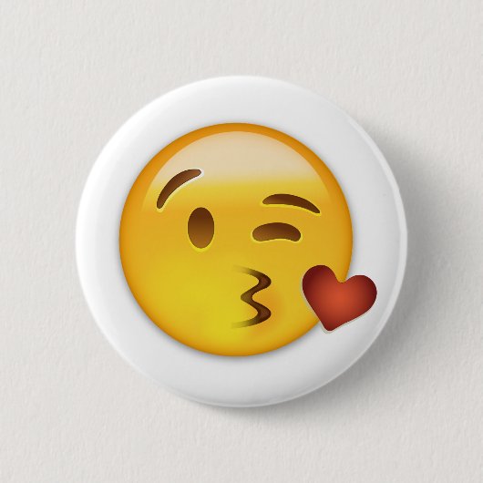 キスEmojiを投げる顔 缶バッジ (正面)