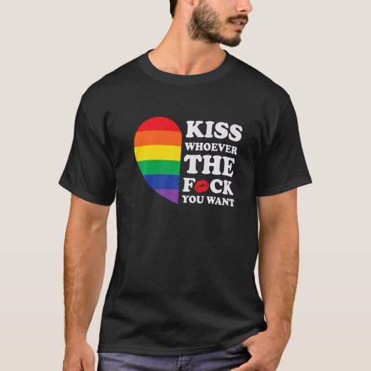 キスWhich The F@ckyou Want Lgbt RainbowハートP Tシャツ (正面)