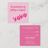 キスXOXOピンク参照カード上のピンク スクエア名刺 (正面/裏面)