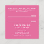 キスXOXOピンク参照カード上のピンク スクエア名刺 (裏面)