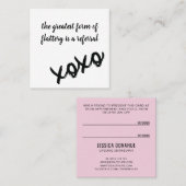 キスXOXO白黒とピンク紹介カード スクエア名刺 (正面/裏面)