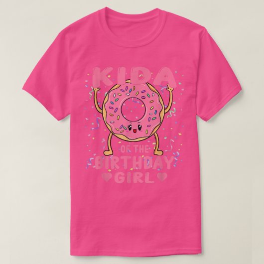 キダオブ誕生日ガールピンクドーナッツデイパーティーモ Tシャツ (デザイン正面)