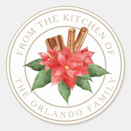 キチェンホワイトからレッドポインセチアのクリスマス ラウンドシール