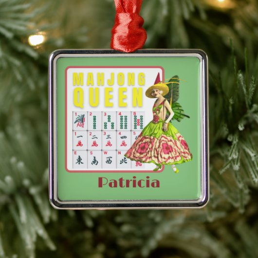 キチ麻雀パーソナライズされた女王 メタルオーナメント (ツリー)