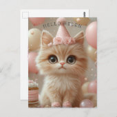 キッかわいらしテン誕生日ハットケーキバルーン ポストカード (正面/裏面)