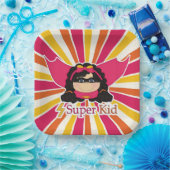 キッすごいドガールのスーパーヒーローをテーマにしたパーティー ペーパープレート (パーティー)