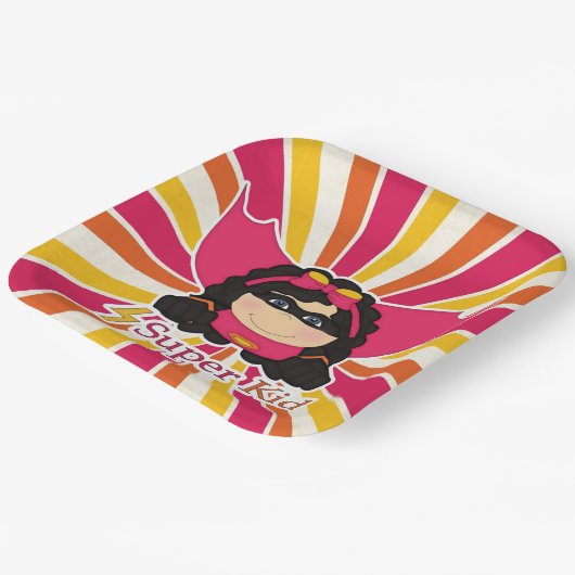 キッすごいドガールのスーパーヒーローをテーマにしたパーティー ペーパープレート (傾斜あり)