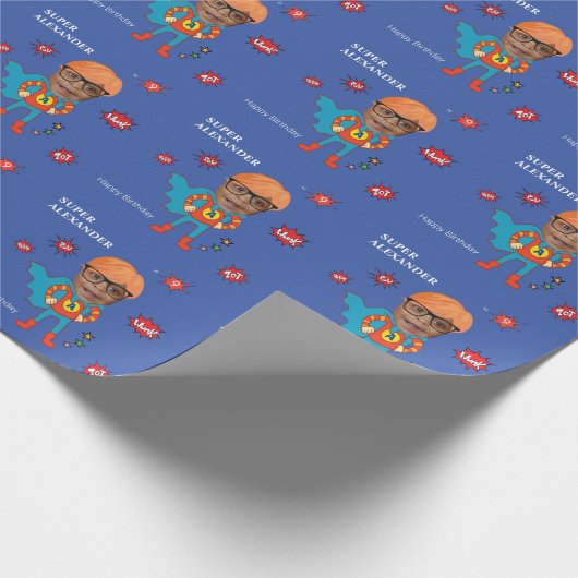 キッもっとも偉大ドスーパーヒーロー素晴らし漫画誕生日 ラッピングペーパー (角)