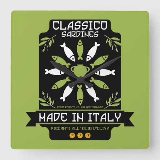 キッイタリアンチン スクエア壁時計 (正面)