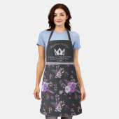 キッエレガントチンの紫色の花柄の女王 エプロン (着用した状態)
