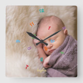 キッカスタムズの作成名写真おもしろいのジャンブル子供部屋 スクエア壁時計 (正面)