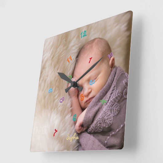 キッカスタムズの作成名写真おもしろいのジャンブル子供部屋 スクエア壁時計 (傾斜)