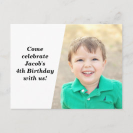 キッカスタムズフォトバースデーパーティーシックブラック文字 インビテーションポストカード