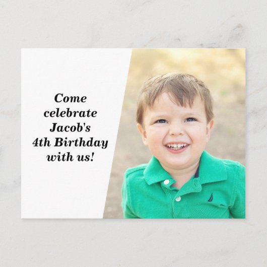 キッカスタムズフォトバースデーパーティーシックブラック文字 インビテーションポストカード (正面)