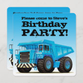 ·キッカスタムズ·ダンプ·トラック·建築誕生パーティー 招待状 (正面/裏面)