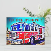 キッカラフルズ消防車誕生会の招待 招待状 (スタンド正面)