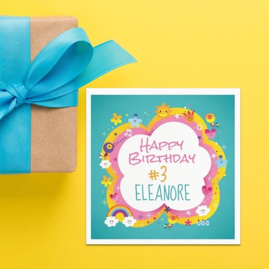 キッカラフルドのカスタム誕生日パーティー スタンダードカクテルナプキン