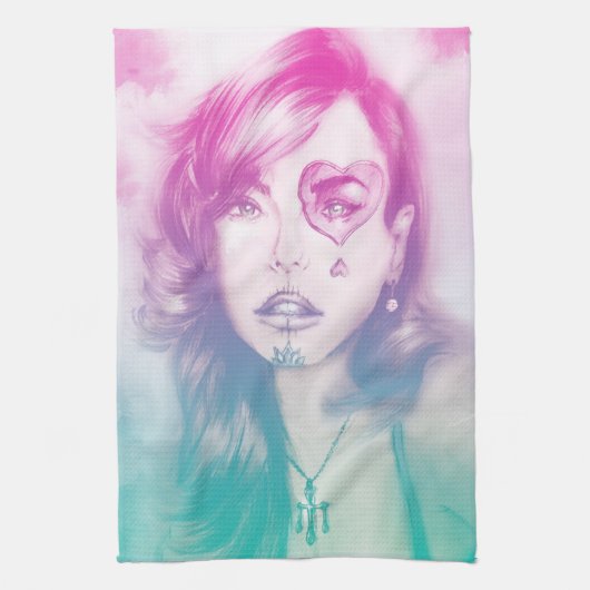 キッカラフル図解入りの、写真付きのチ用タオル – Rainbow キッチンタオル (縦)