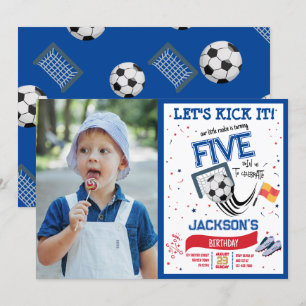 キックしようぜ リトル ルーキー サッカー フォト バースデー 招待状