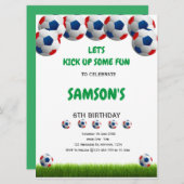 キックアップサッカー誕生日招待状 招待状 (正面/裏面)