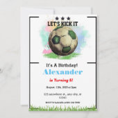 キックイットサッカー誕生日招待状 招待状 (正面)