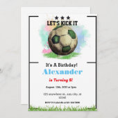 キックイットサッカー誕生日招待状 招待状 (正面/裏面)