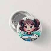 キックインのかわいこちゃんボタンとカスタム名 缶バッジ (正面&裏面)