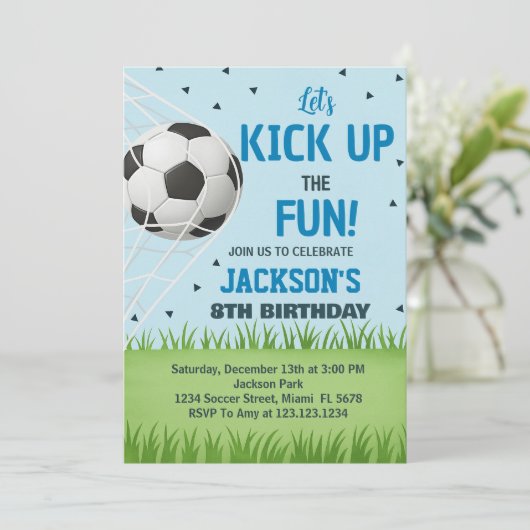 キックオフサッカー誕生日招待状 招待状 (スタンド正面)