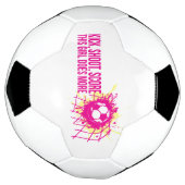 キックシュートのスコアこの女の子はもっとサッカーをする サッカーボール (回転)