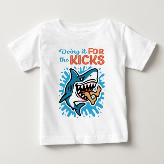 キックスのためのクールブルーシャーク ベビーTシャツ (正面)