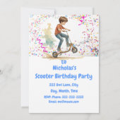 キックスクーターのテーマの誕生日パーティー招待状 招待状 (裏面)
