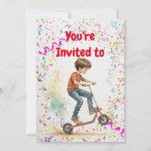 キックスクーターをテーマにした誕生日パーティーの招待状 招待状 (正面)