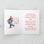 キックソング小さな女の子誕生日カード カード (内部)