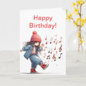 キックソング小さな女の子誕生日カード カード (黄色い花)