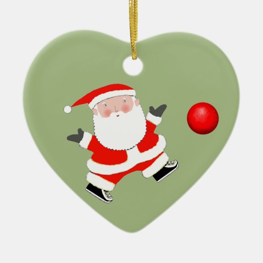 キックベースのクリスマス セラミックオーナメント (正面)