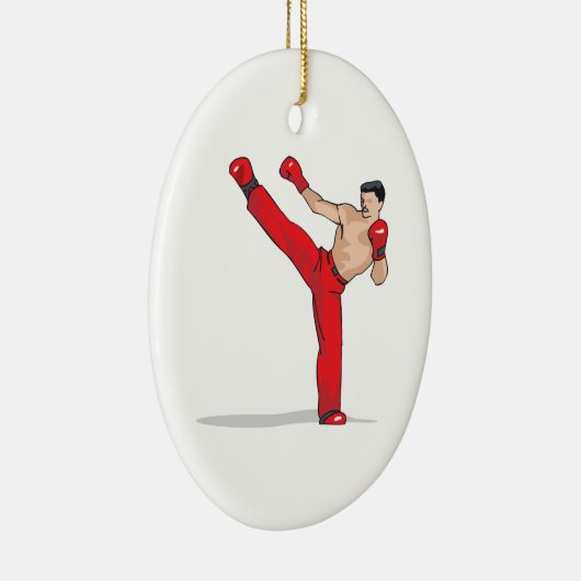 キックボクサーのキックボクシンググラフィック セラミックオーナメント (右)